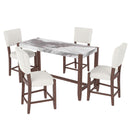 5 Piece Counter Height Dining Set With 4 Upholstered Chairs by HouseOfZazla