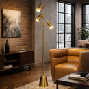 Lumina - Floor Lamp With Rotary Switch Triple Spots Cone Base - Gold by HouseOfZazla