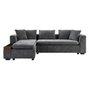 Modern L Shaped Sectional Sofa With Upholstery And Wooden Storage