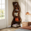 5 Tier Wavy Corner Bookshelf And Plant Stand For Living Room by HouseOfZazla