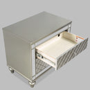 2 Drawer Nightstand With Diamond Patterned Fronts - Silver by HouseOfZazla