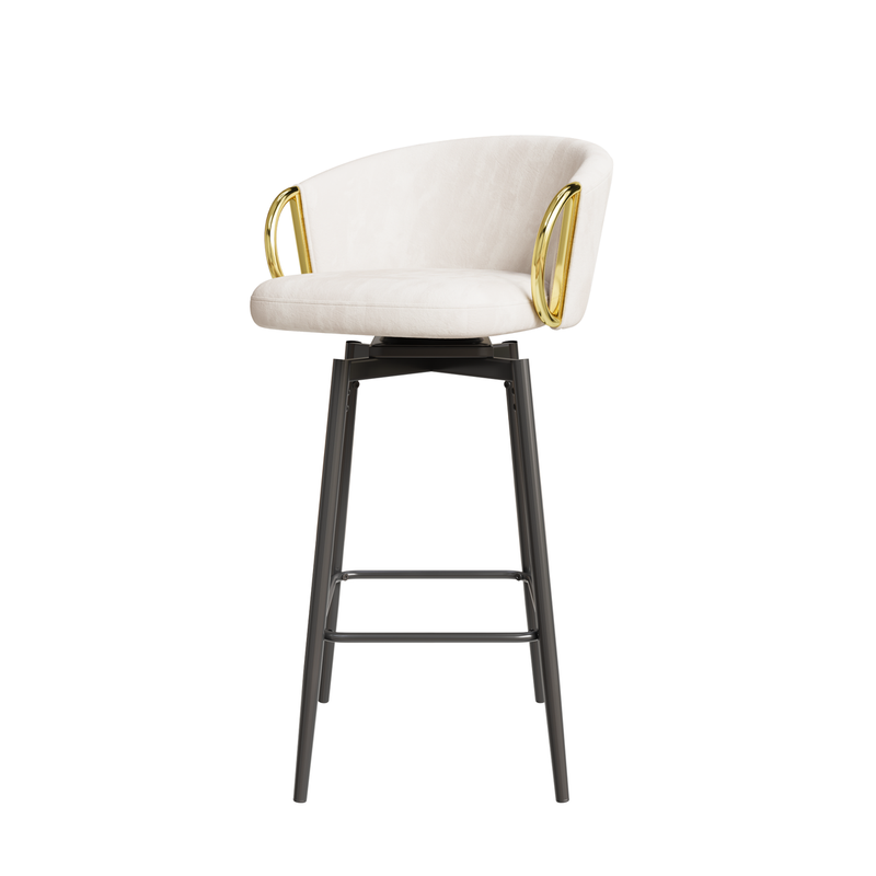 30 inch Dining Chairs Set of 4 Modern style 360°Swivel Bar Chairs with simple design, comfortable high stools, and flexible dining chairs suitable for bars, restaurants,Velvet Bar Chair Beige