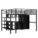Full Size Loft Bed With Desk Set And Wardrobe - Black by HouseOfZazla