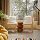 Farmhouse Modern Dining Corner Chairs (Set of 2) With Handwoven Rattan Backrests And Solid Wood Legs - Natural / White by Unique Piece Furniture
