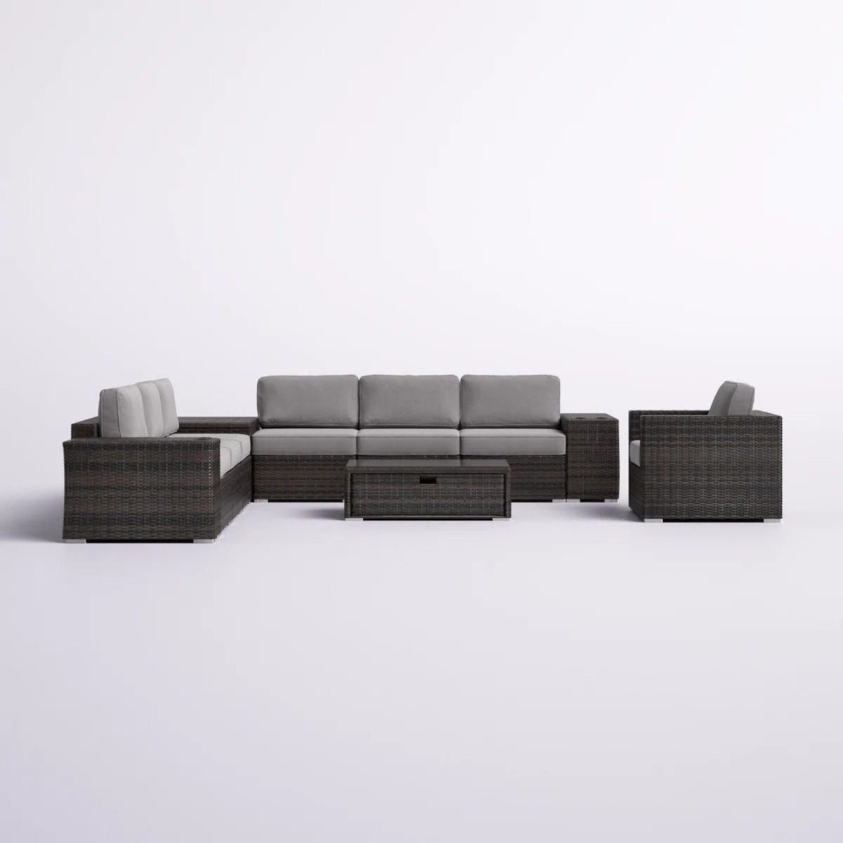 Modern Patio Rattan Sectional Set With Cushions, photo 39 of 40