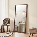 Vintage Full Length Mirror Wall Mounted With Faux Wooden Frame - Brown by HouseOfZazla