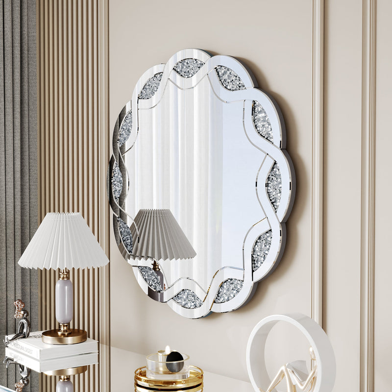 Silver Crush Diamond Round Wall Mirror, photo 7 of 10