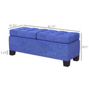 46" Storage Ottoman Bench, Upholstered End of Bed Bench with Steel Frame, Button Tufted Storage Bench with Safety Hinges for Living Room, Entryway, Bedroom, Blue
