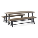 Outdoor 3 Piece Picnic Dining Set - Gray / Rustic Metal by HouseOfZazla