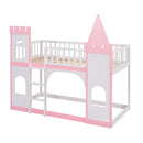 Twin Over Twin Castle Bunk Bed With Ladder - Pink by Unique Piece Furniture