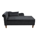 Chaise Lounge Indoor, Lounge Chair For Bedroom With Storage & Pillow, Modern Upholstered Rolled Arm Chase Lounge For Sleeping With Nailhead Trim For Living Room Bedroom Office by HouseOfZazla