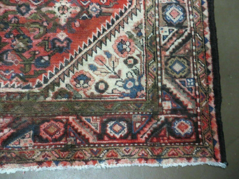 5' 6" X 10' Antique Handmade India Floral Oriental Wool Rug Veg Dyes Red Nice