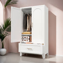 Wardrobe Cabinet With 1 Drawer And Hanging Rod, 2 Doors Closet With Shelf For Bedroom - White by Unique Piece Furniture
