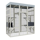 62.6' Gray Wooden Catio Outdoor Pet Enclosure with Waterproof Top, Spacious and Secure Cat House & Small Animal Cage, Black Rust-proof Metal Wire