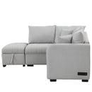 82.6" L-shaped Sectional Pull Out Sofa Bed Sleeper Sofa with Two USB Ports, Two Power Sockets and a Movable Storage Ottoman, Gray
