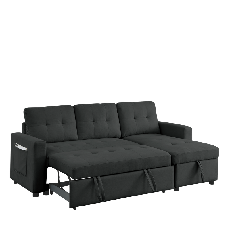 78.5" Sleeper Sofa Bed Reversible Sectional Couch with Storage Chaise and Side storage bag for Small Space Living Room Furniture Set