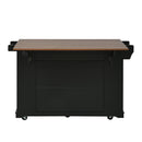 54" Mobile Kitchen Island with Glass Door Storage, Power Outlet & Rolling Cart by HouseOfZazla