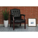 Leather Reception Guest Chairs With Padded Seat And Arms Ergonomic Mid-Back Office Executive Side Chair For Meeting Waiting Room Conference Office Guest Chairs - Black by HouseOfZazla