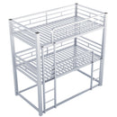 Triple Bunk Bed With Sturdy Construction And Space Saving Design