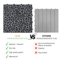 Interlocking Deck Tiles Plastic Waterproof Outdoor All Weather Anti-Slip Bathroom Shower Balcony Porch Strong Weight Capacity Upto 440 Lbs, Pebble Stone Pattern by HouseOfZazla
