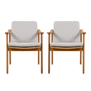 Outdoor Dining Chairs Set of 2, Teak Color Acacia Wood Frame