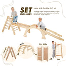 4in1 Montessori Climbing Set: Triangle Ladder + Arch/Rocker + Slide Board/Ramp + Climbing Net – Beige