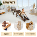 3in1 Montessori Climbing Set: Triangle Ladder + Slide Board + Net – Chocolate by Goodevas