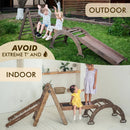 3in1 Montessori Climbing Set: Triangle Ladder + Slide Board + Net – Chocolate by Goodevas