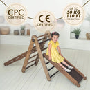 3in1 Montessori Climbing Set: Triangle Ladder + Slide Board + Net – Chocolate by Goodevas