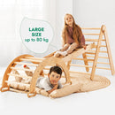 4in1 Montessori Climbing Set: Triangle Ladder + Climbing Arch + Slide Board & Cushion – Beige