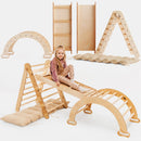 4in1 Montessori Climbing Set: Triangle Ladder + Climbing Arch + Slide Board & Cushion – Beige