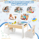 4-in-1 Wooden Activity Kids Table and Chairs with Storage and Detachable Blackboard by LJGDeals