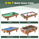 4-in-1 Combo Game Table Set Foosball Table with Billiards and Hockey