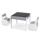 4-in-1 Wooden Activity Kids Table and Chairs with Storage and Detachable Blackboard