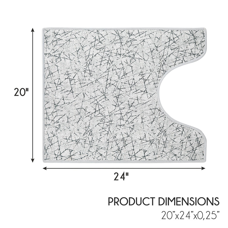 Geometric Design U Shape Bathroom Rug | 20”x24" | White