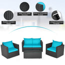 Alora 4-Piece Outdoor Rattan Wicker Patio Furniture Set With Turquoise Cushions (97145368)