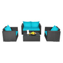 Alora 4-Piece Outdoor Rattan Wicker Patio Furniture Set With Turquoise Cushions (97145368)