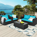 Alora 4-Piece Outdoor Rattan Wicker Patio Furniture Set With Turquoise Cushions (97145368)