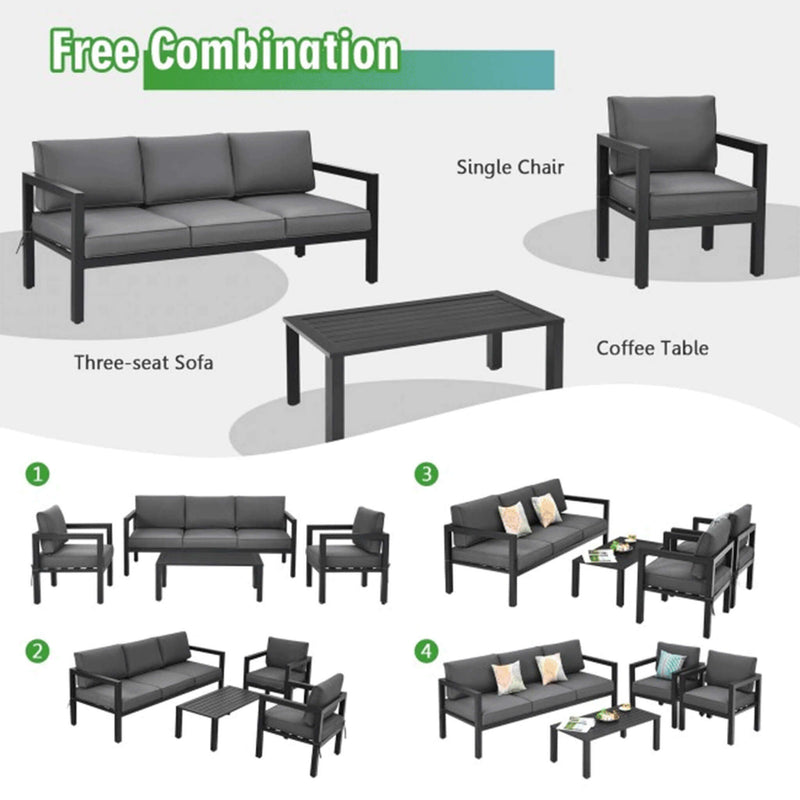 Premium Outdoor Aluminum Furniture Set For Backyard & Poolside, 4PCS (SAK73532)