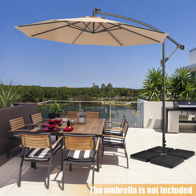 easiest thing to fill patio umbrella base with 4 Pieces 13L Cantilever Offset Patio Umbrella Base with Easy-Fill Spou