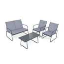 4 Pieces of Metal Patio Furniture Chat Set with Tempered Glass Coffee Table by LJGDeals