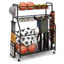 Garage Sports Equipment Organizer with Hooks & Baskets for Basketball-Black by LJGDeals