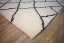 Contemporary Black And White Hand Woven Wool Area Rug