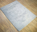 Modern Solid Design Silver Handmade Wool Area Rug