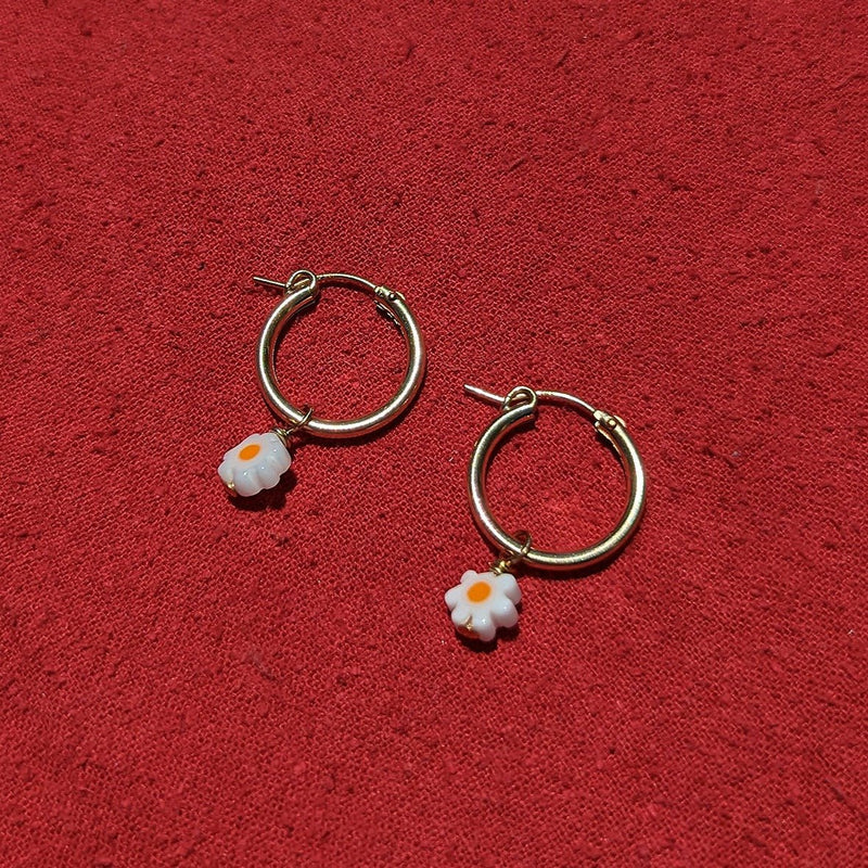 Charm Hoop Earrings | Daisies