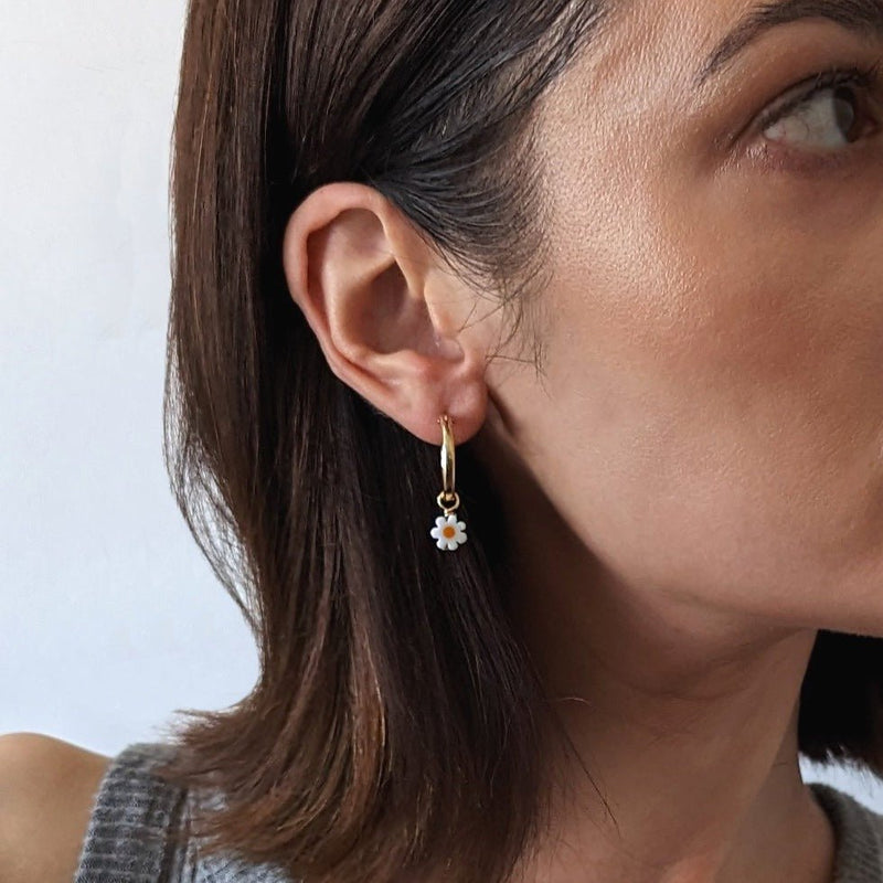 Charm Hoop Earrings | Daisies