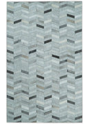 Ivory Gray Leather Chevron Rug - Hand Stitched Hair-On Cowhide by The Rug Decor