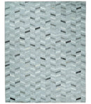 Ivory Gray Leather Chevron Rug - Hand Stitched Hair-On Cowhide by The Rug Decor