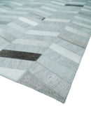 Ivory Gray Leather Chevron Rug - Hand Stitched Hair-On Cowhide by The Rug Decor