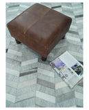 Ivory Gray Leather Chevron Rug - Hand Stitched Hair-On Cowhide by The Rug Decor
